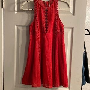 FREE PEOPLE SLEEVELESS A-LINE/EMPIRE WAIST CROCHET & LINED DRESS CUTE SIZE 0